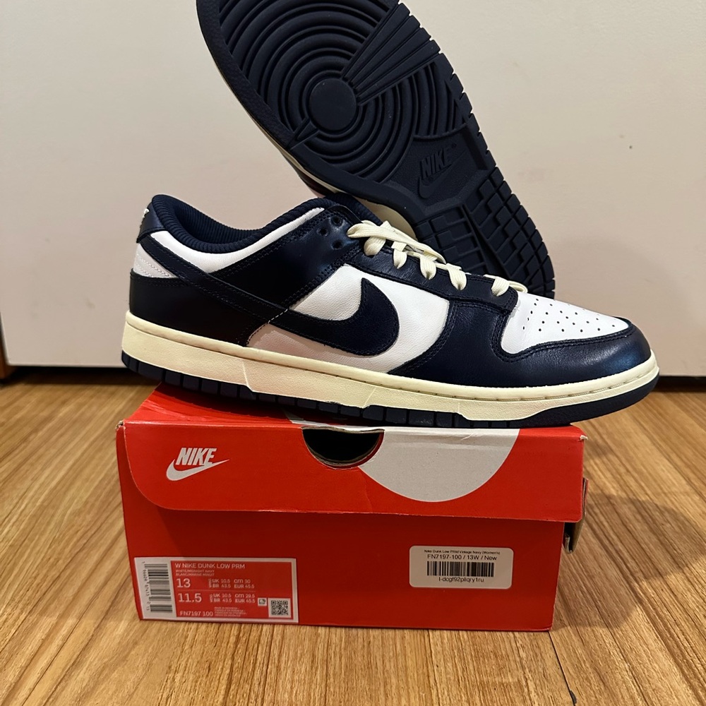 Nike Dunk Low PRM Vintage Navy Size 11.5 Men’s/13 Women’s FN7197-100 NEW
